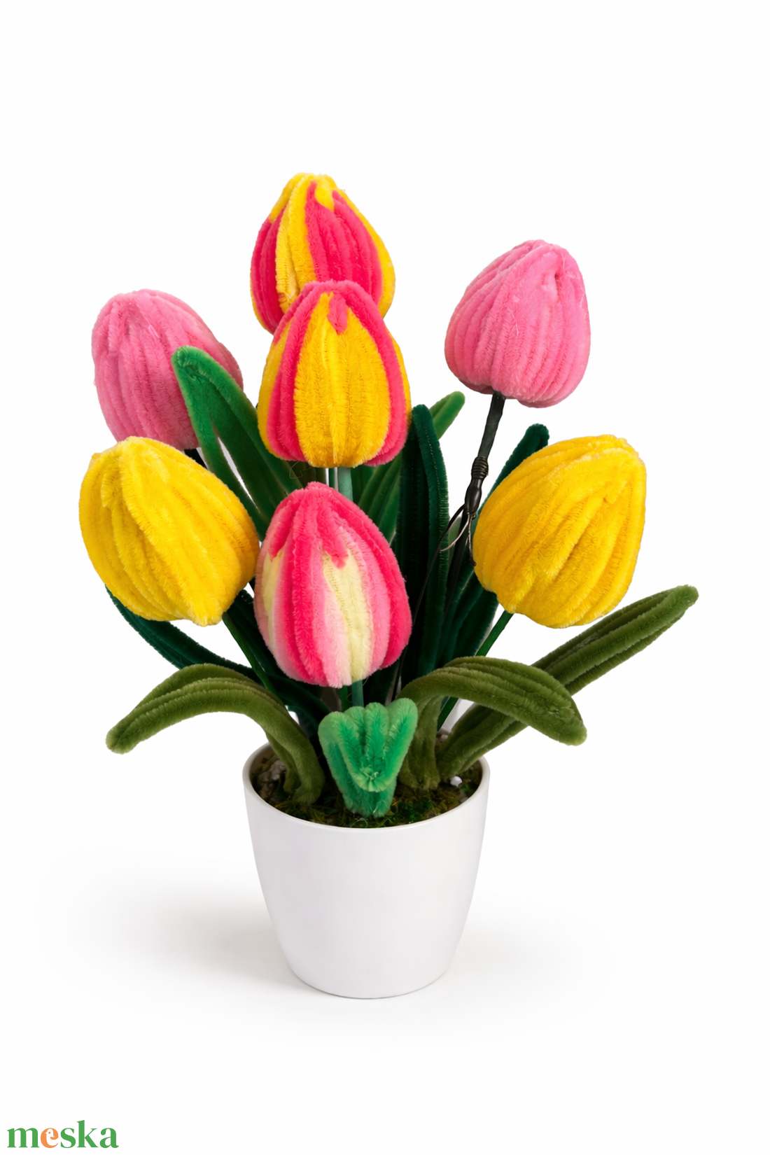 cirmos sárga - rozsaszin tulipánok-tavaszi hangulat - ünnepi díszek, dekorációk - húsvéti díszek és dekorációk - húsvéti asztaldíszek - Meska.hu