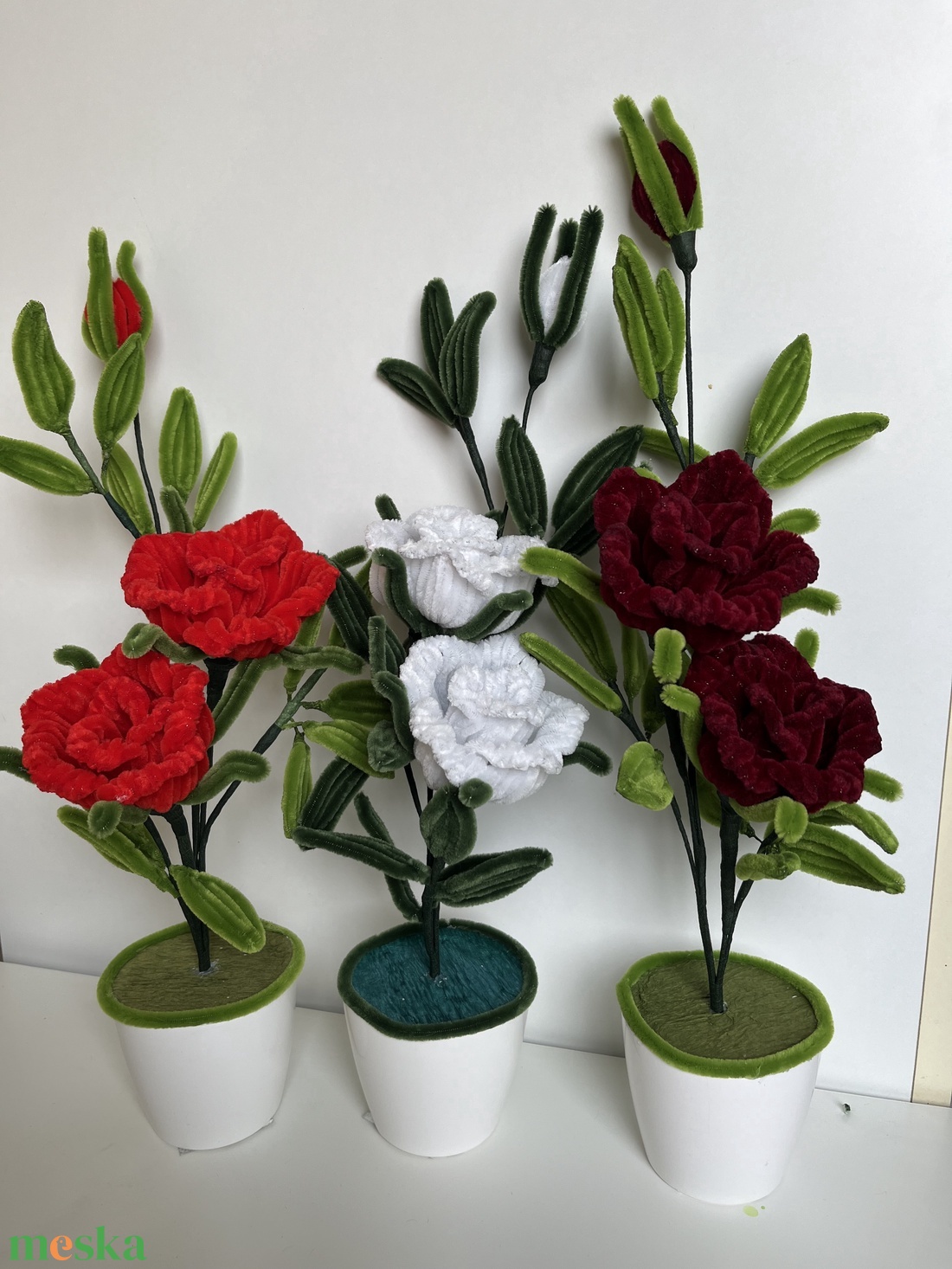 Kétfejű rózsa bimbóval - otthon & életmód - virágdekoráció - virágdíszek - virágdísz kaspóban - Meska.hu