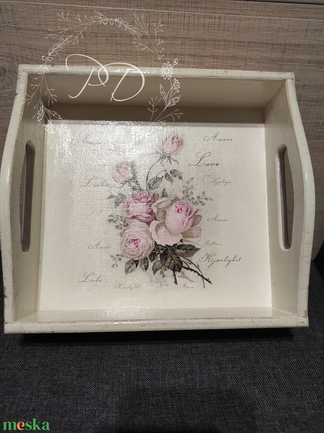 Vintage rózsás tálca - otthon & életmód - konyhafelszerelés, tálalás - tálalás - tálca - Meska.hu