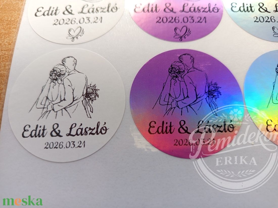 Egyedi, VÍZÁLLÓ Esküvői Köszönetajándék Matrica (5 cm.). - esküvő - emlék & ajándék - nászajándék - esküvői pénzátadó boríték, kártya - Meska.hu
