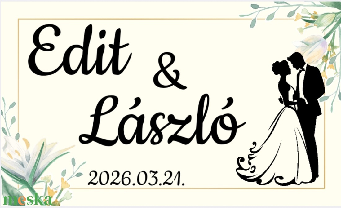 Elegáns Esküvői Köszönetajándék Matrica � 5x3 cm (Víz- és Olajálló) - esküvő - meghívó & kártya - esküvői borítékzáró matrica - Meska.hu