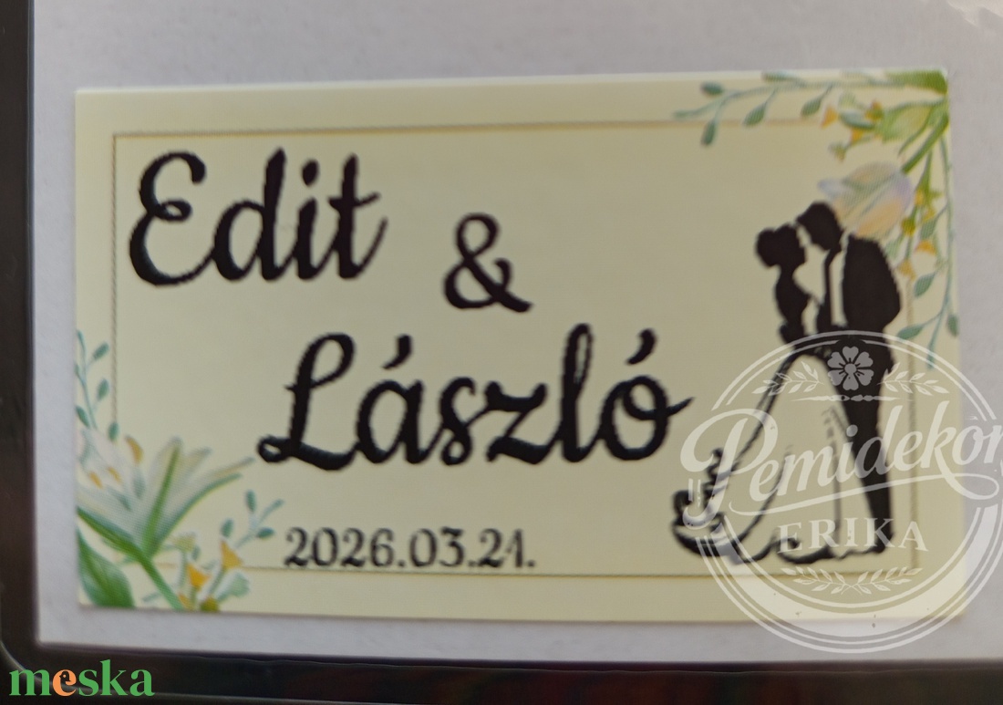 Elegáns Esküvői Köszönetajándék Matrica � 5x3 cm (Víz- és Olajálló) - esküvő - meghívó & kártya - esküvői borítékzáró matrica - Meska.hu