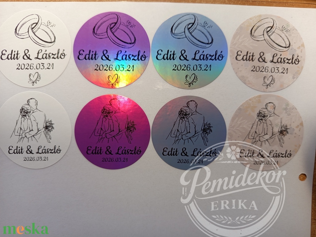 Egyedi, VÍZÁLLÓ Esküvői, eljegyzési Köszönetajándék Matrica (5 cm.). - esküvő - emlék & ajándék - nászajándék - esküvői pénzátadó boríték, kártya - Meska.hu