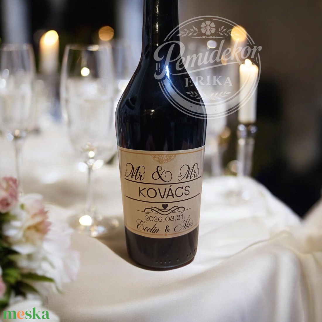 Elegáns Személyre Szabott Boroscímke (Vízálló) - esküvő - emlék & ajándék - köszönőajándék - Meska.hu