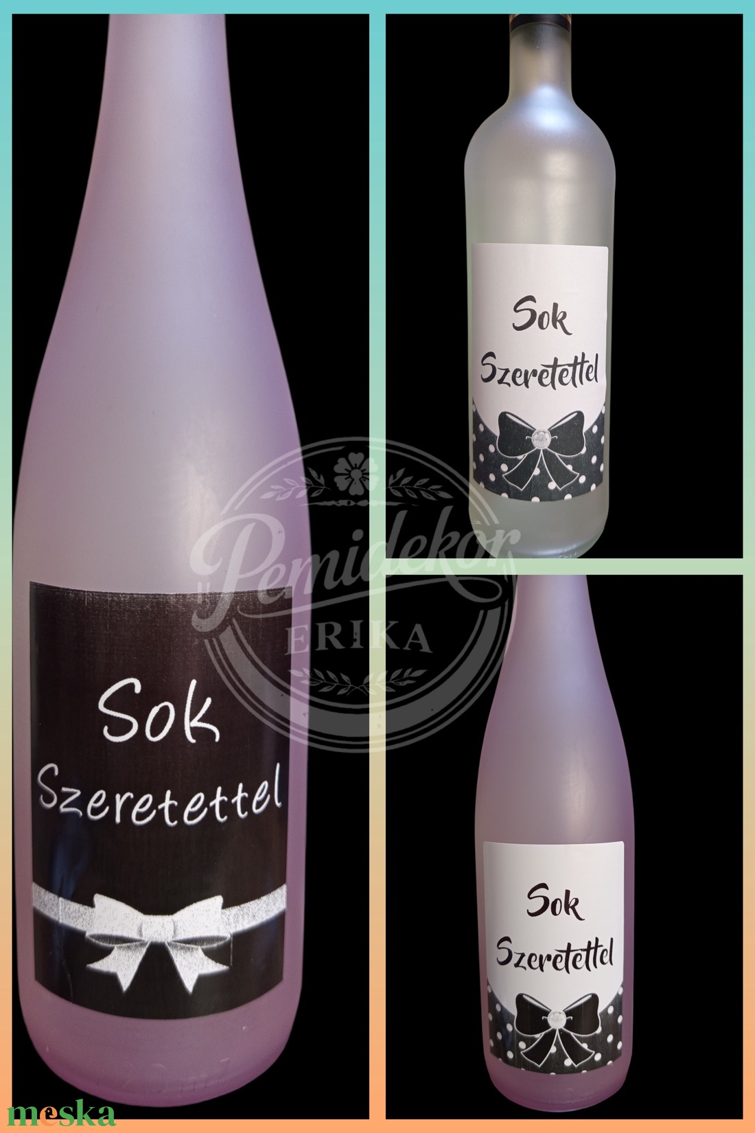 Sok Szeretettel � Elegáns Masnis-pöttyös Címkék - esküvő - meghívó & kártya - esküvői borítékzáró matrica - Meska.hu