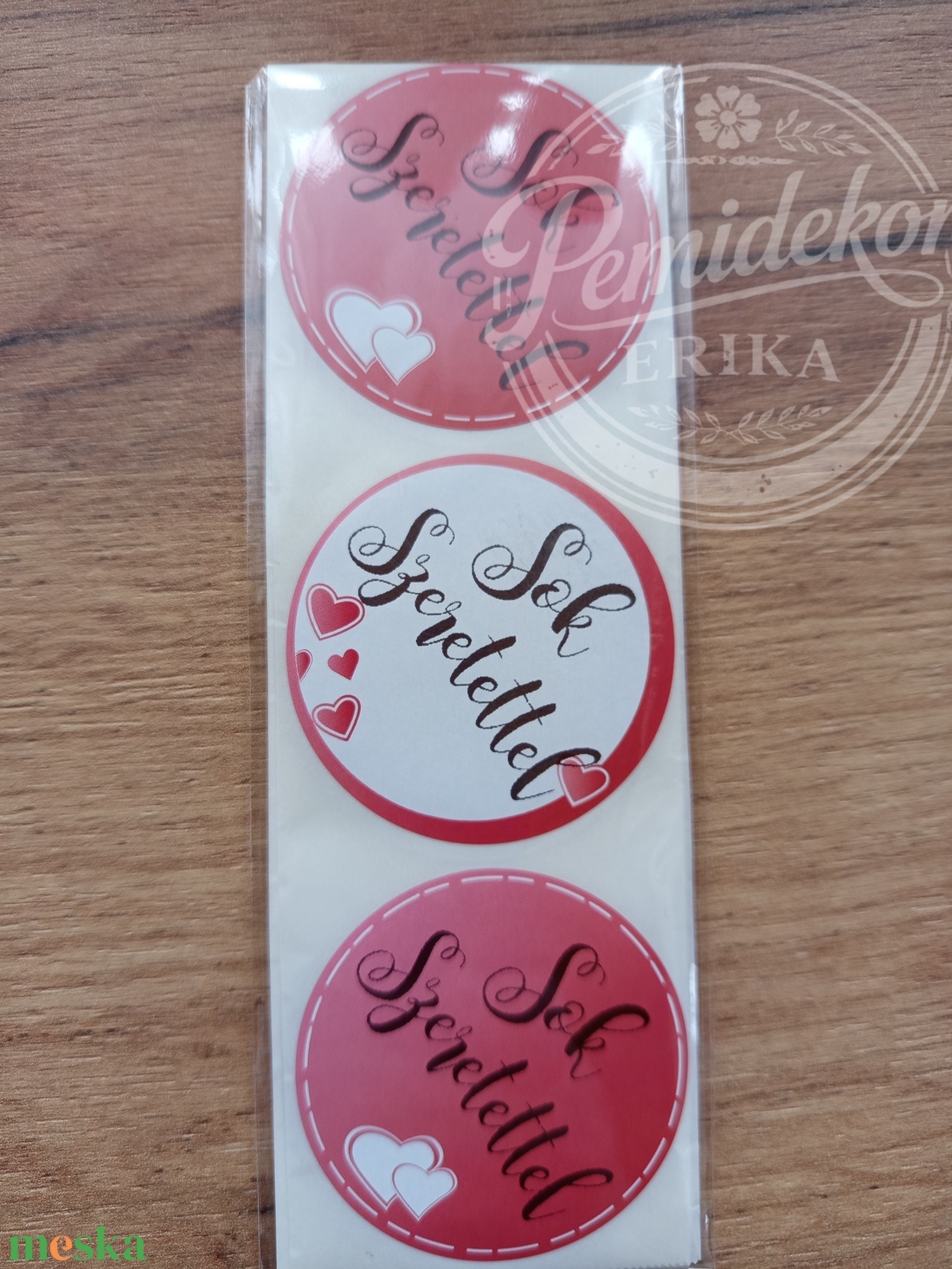 Sok Szeretettel  kerek matrica (5 cm) � 20 db. - kellékek & szerszámok - dekorációs kellékek - matricaív - Meska.hu