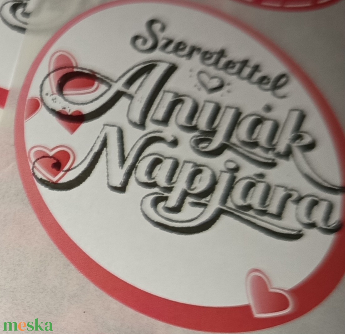 Szeretettel Anyák Napjára kerek matrica (5 cm) � 10 db. - kellékek & szerszámok - dekorációs kellékek - matricaív - Meska.hu