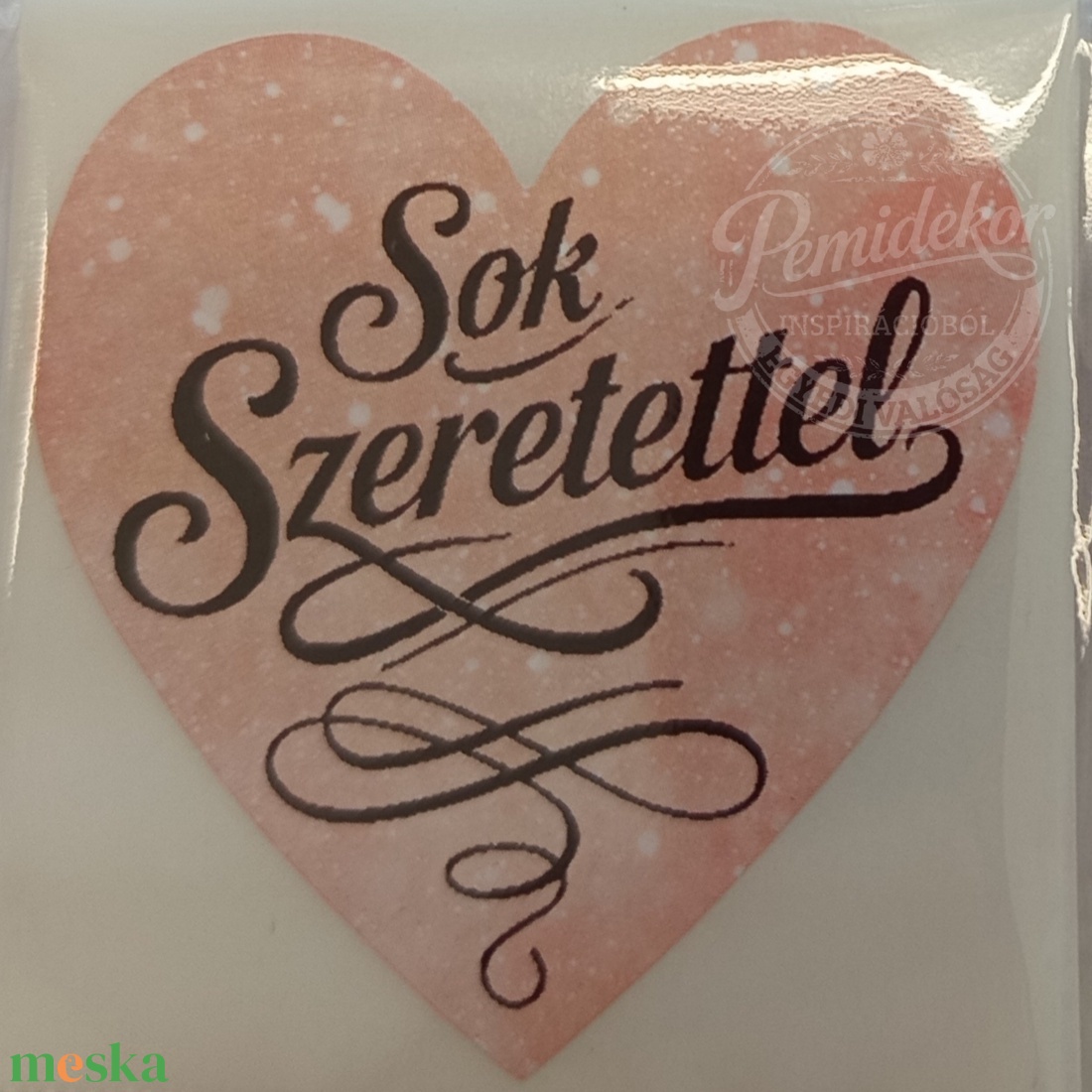 Sok szeretettel kerek matrica (5 cm) � 10 db. - kellékek & szerszámok - dekorációs kellékek - matricaív - Meska.hu