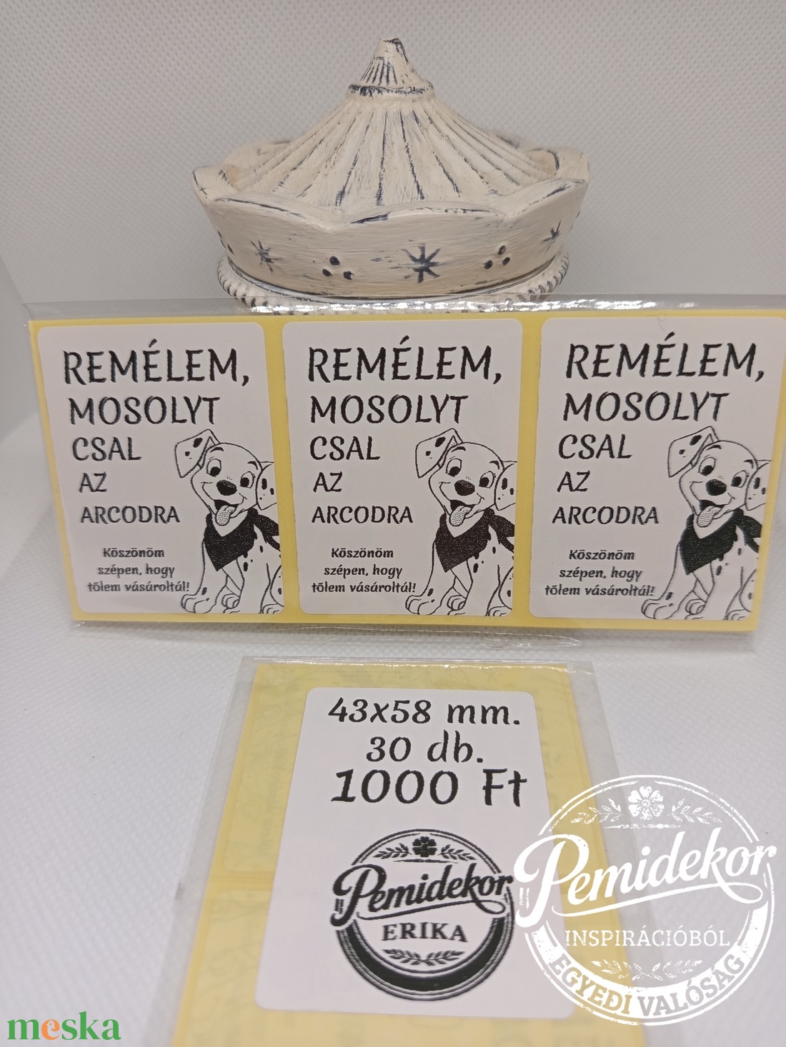 Dalmata köszönöm matrica - kellékek & szerszámok - dekorációs kellékek - matricaív - Meska.hu