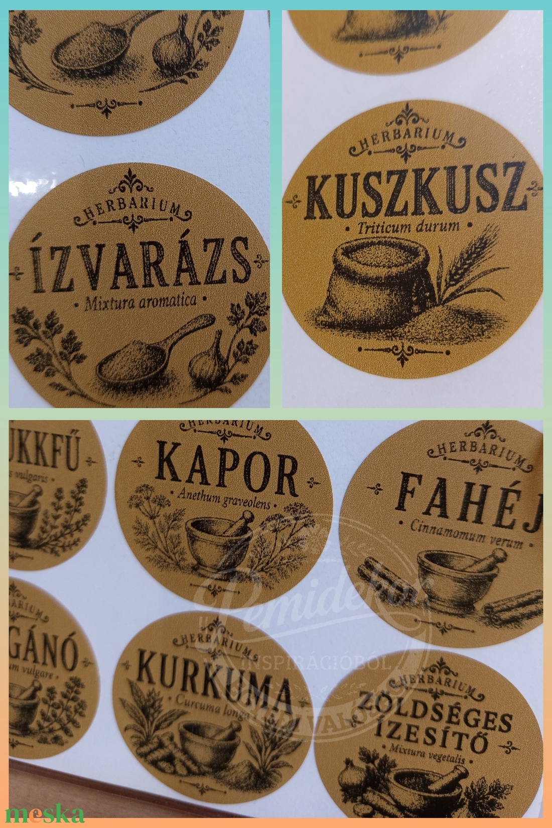 54 db Vintage Herbárium stílusú kraft fűszercimke  - kellékek & szerszámok - dekorációs kellékek - matricaív - Meska.hu