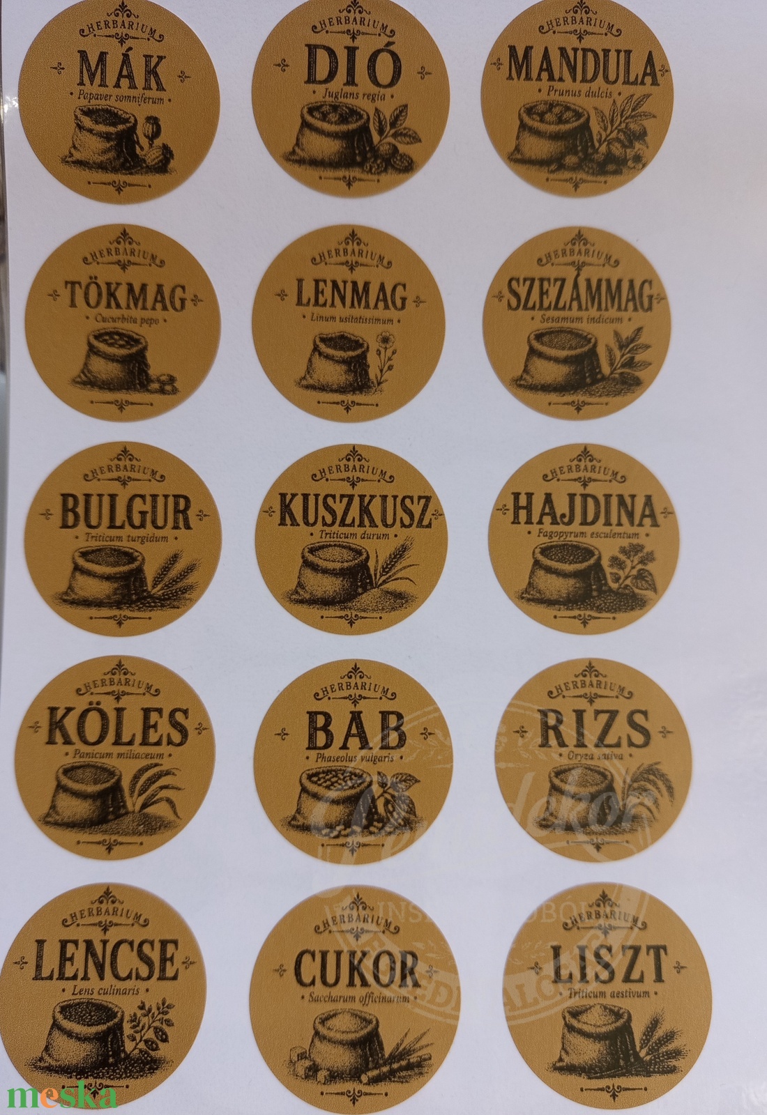 54 db Vintage Herbárium stílusú kraft fűszercimke  - kellékek & szerszámok - dekorációs kellékek - matricaív - Meska.hu