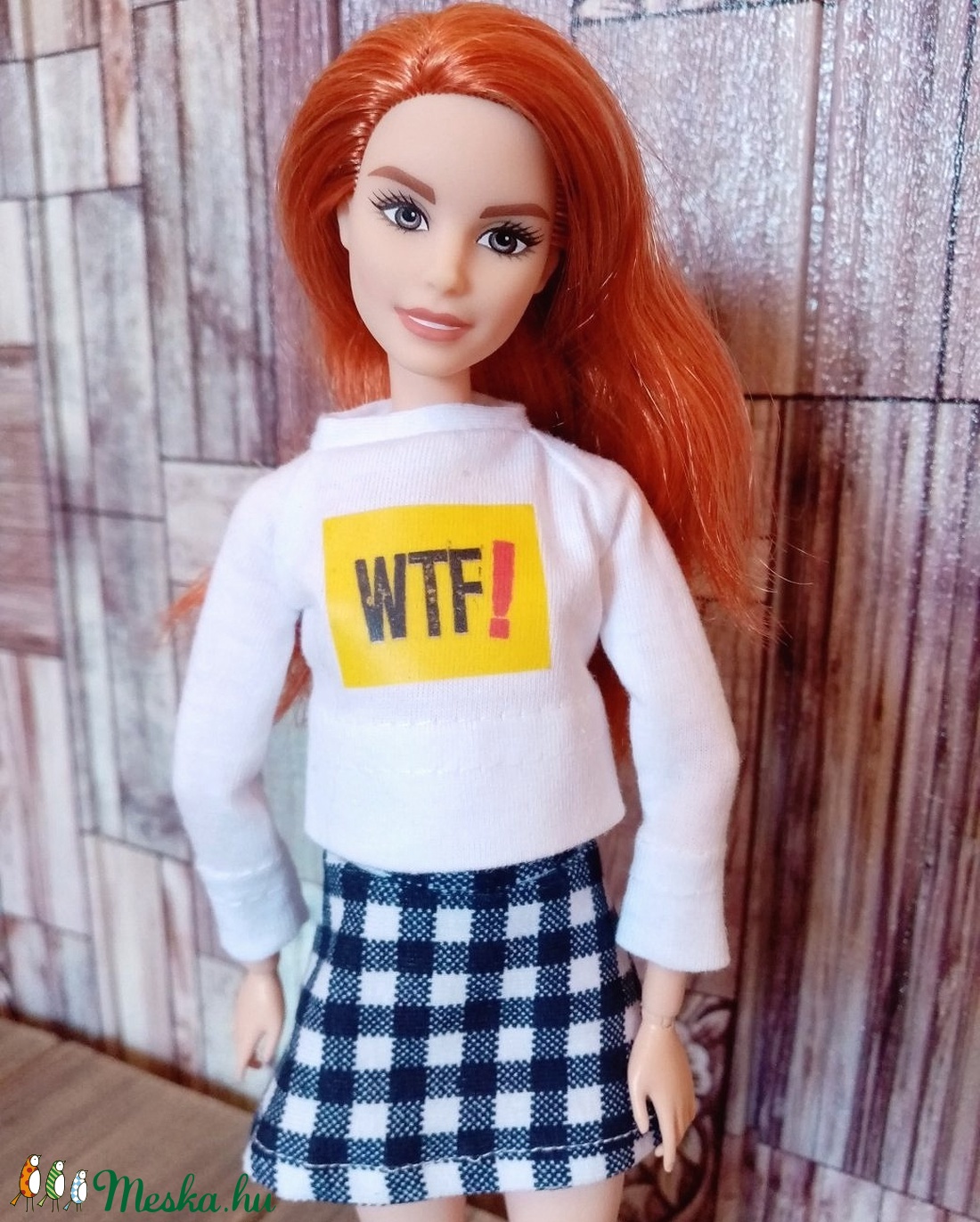 Barbie felső kockás szoknyával - játék & sport - baba & babaház - babaruha, babakellék - Meska.hu