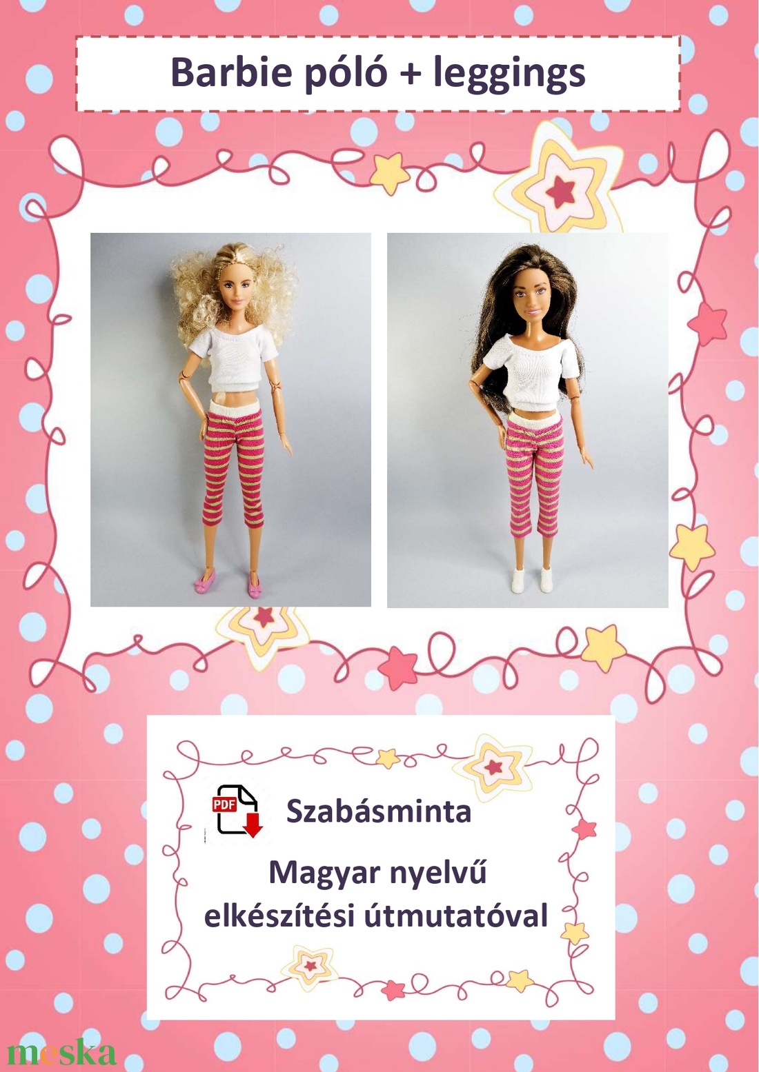Barbie ruha szabásminta - póló+leggings - diy (csináld magad) - szabásminta, útmutató - szabásminta - Meska.hu Barbie ruha szabásminta - póló+leggings - diy (csináld magad) - szabásminta, útmutató - szabásminta - Meska.hu