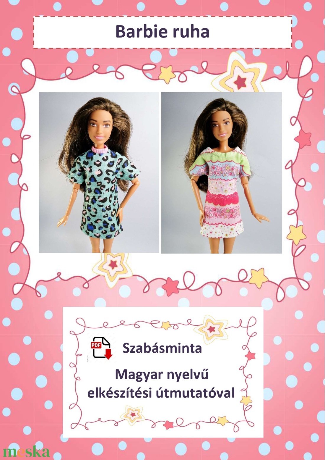 Barbie ruha szabásminta - 2 db ruha - diy (csináld magad) - szabásminta, útmutató - szabásminta - Meska.hu Barbie ruha szabásminta - 2 db ruha - diy (csináld magad) - szabásminta, útmutató - szabásminta - Meska.hu