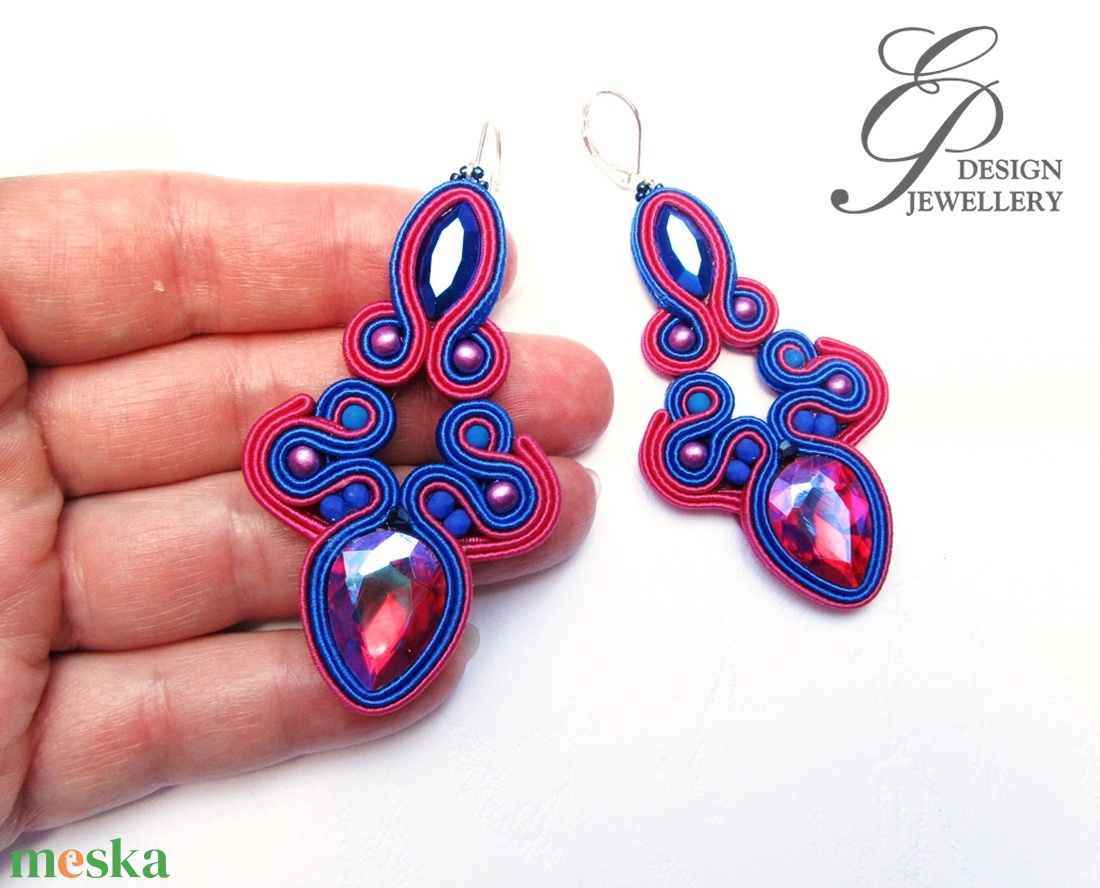 SF231 Királykék-pink sujtás fülbevaló - ékszer - fülbevaló - lógó fülbevaló - Meska.hu SF231 Királykék-pink sujtás fülbevaló - ékszer - fülbevaló - lógó fülbevaló - Meska.hu