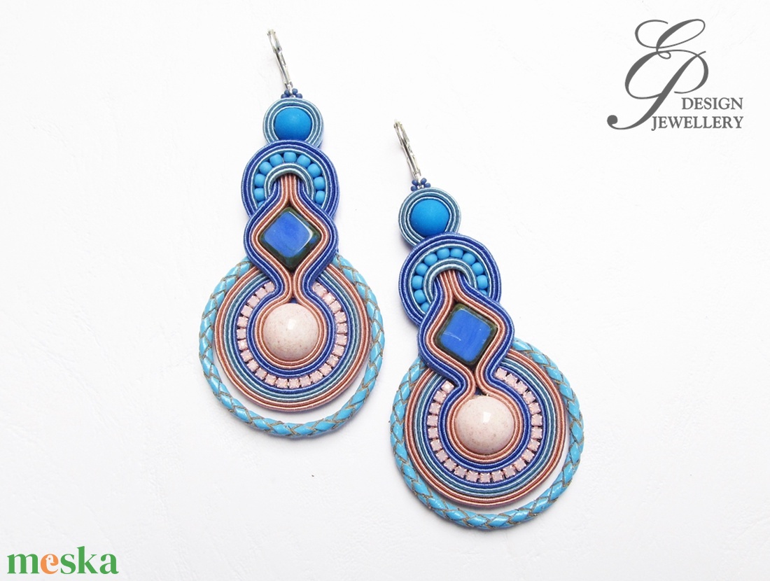 SF256 Rózsaszín ezüsttel sujtás fülbevaló - ékszer - fülbevaló - lógó fülbevaló - Meska.hu