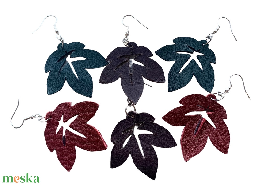 Barna bőr levél fülbevaló - ékszer - fülbevaló - lógó fülbevaló - Meska.hu