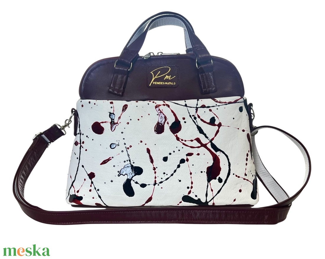 KÉSZLETEN! Egyedi bőr kézi és válltáska (bordó) - Inspired by Pollock - táska & tok - kézitáska & válltáska - válltáska - Meska.hu KÉSZLETEN! Egyedi bőr kézi és válltáska (bordó) - Inspired by Pollock - táska & tok - kézitáska & válltáska - válltáska - Meska.hu