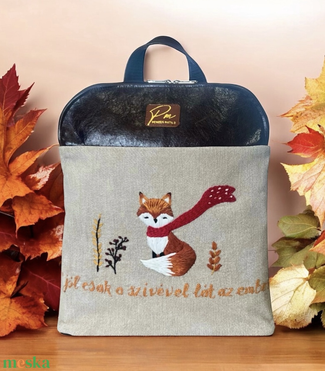 Rókás, kézzel hímzett valódi bőr hátizsák - táska & tok - hátizsák - hátizsák - Meska.hu Rókás, kézzel hímzett valódi bőr hátizsák - táska & tok - hátizsák - hátizsák - Meska.hu