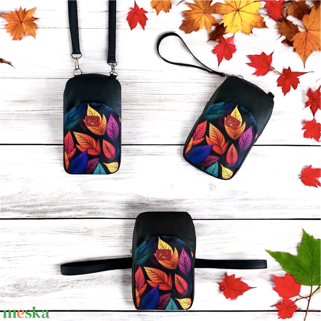 Színes leveles telefon táska/ kistáska - táska & tok - kézitáska & válltáska - kézitáska - Meska.hu