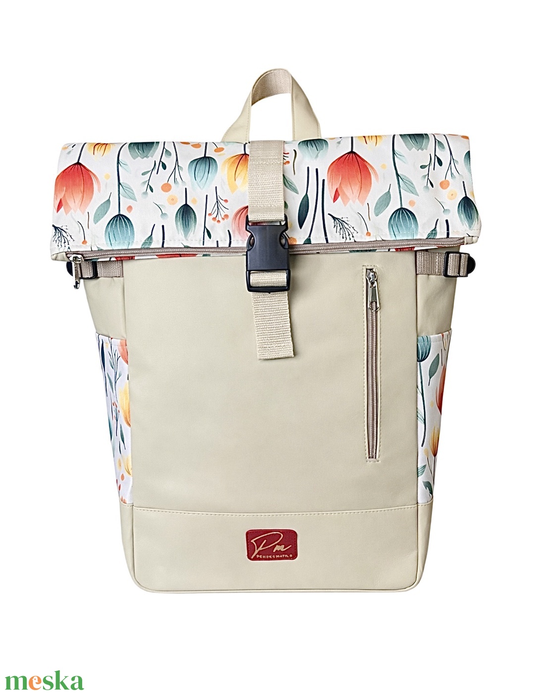 Tulipános Roll up laptop hátizsák/hátizsák - táska & tok - laptoptáska, laptop hátizsák - Meska.hu