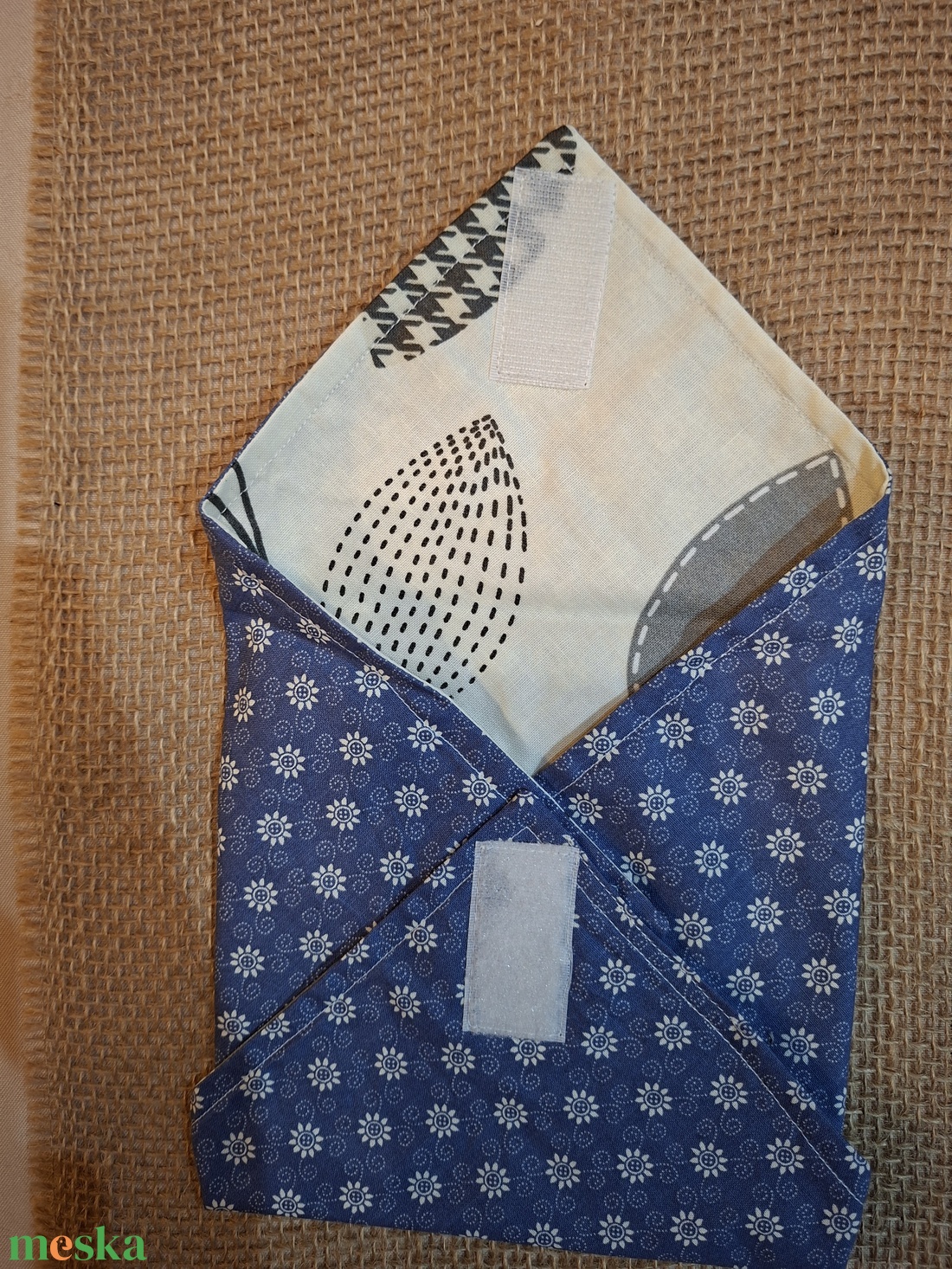 Kékfestő mintás újraszalvéta - táska & tok - uzsonna- & ebéd tartó - szendvics csomagoló - Meska.hu