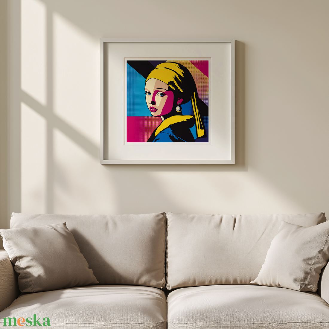 Jan Vermeer van Delft ihlette Pop-Art Falikép  A Klasszikus Újraértelmezése - művészet - grafika & illusztráció - művészi nyomat - Meska.hu