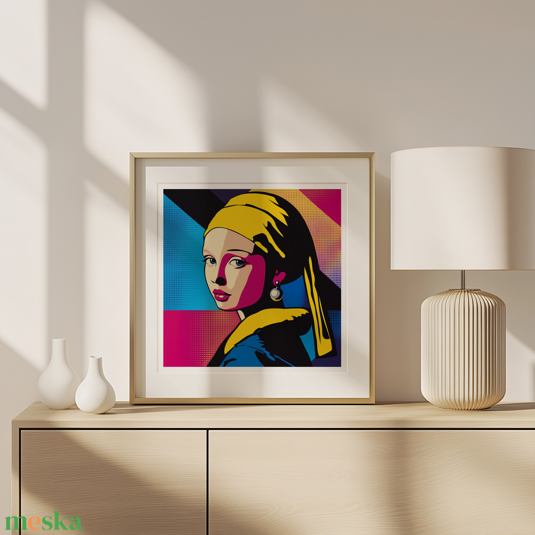 Jan Vermeer van Delft ihlette Pop-Art Falikép  A Klasszikus Újraértelmezése - művészet - grafika & illusztráció - művészi nyomat - Meska.hu