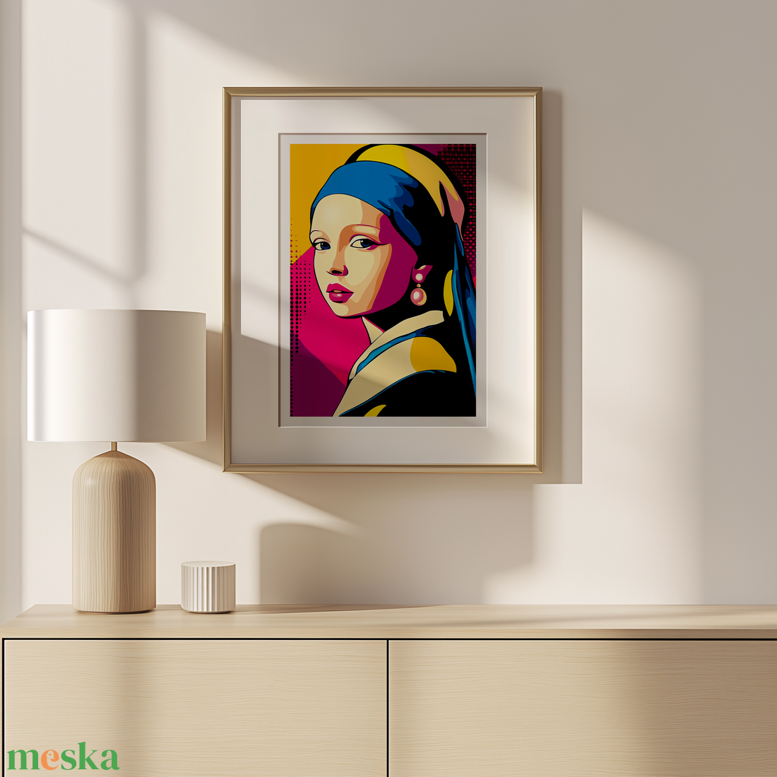 Jan Vermeer van Delft ihlette Pop-Art Falikép  A Klasszikus Újraértelmezése - művészet - grafika & illusztráció - művészi nyomat - Meska.hu