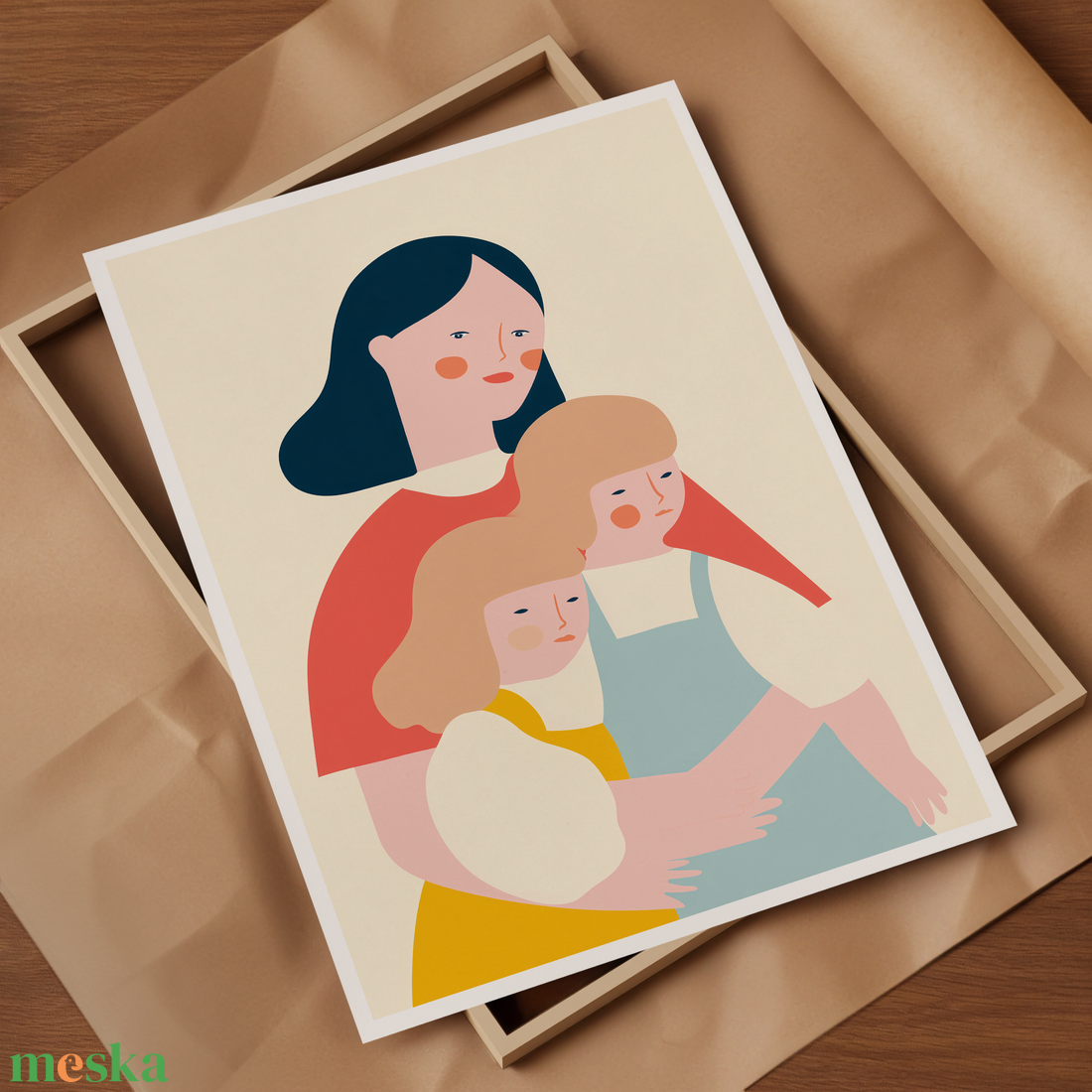 Három szív  Anyák gyermekeikkel mini print sorozatból - otthon & életmód - dekoráció - kép & falikép - poszter - Meska.hu