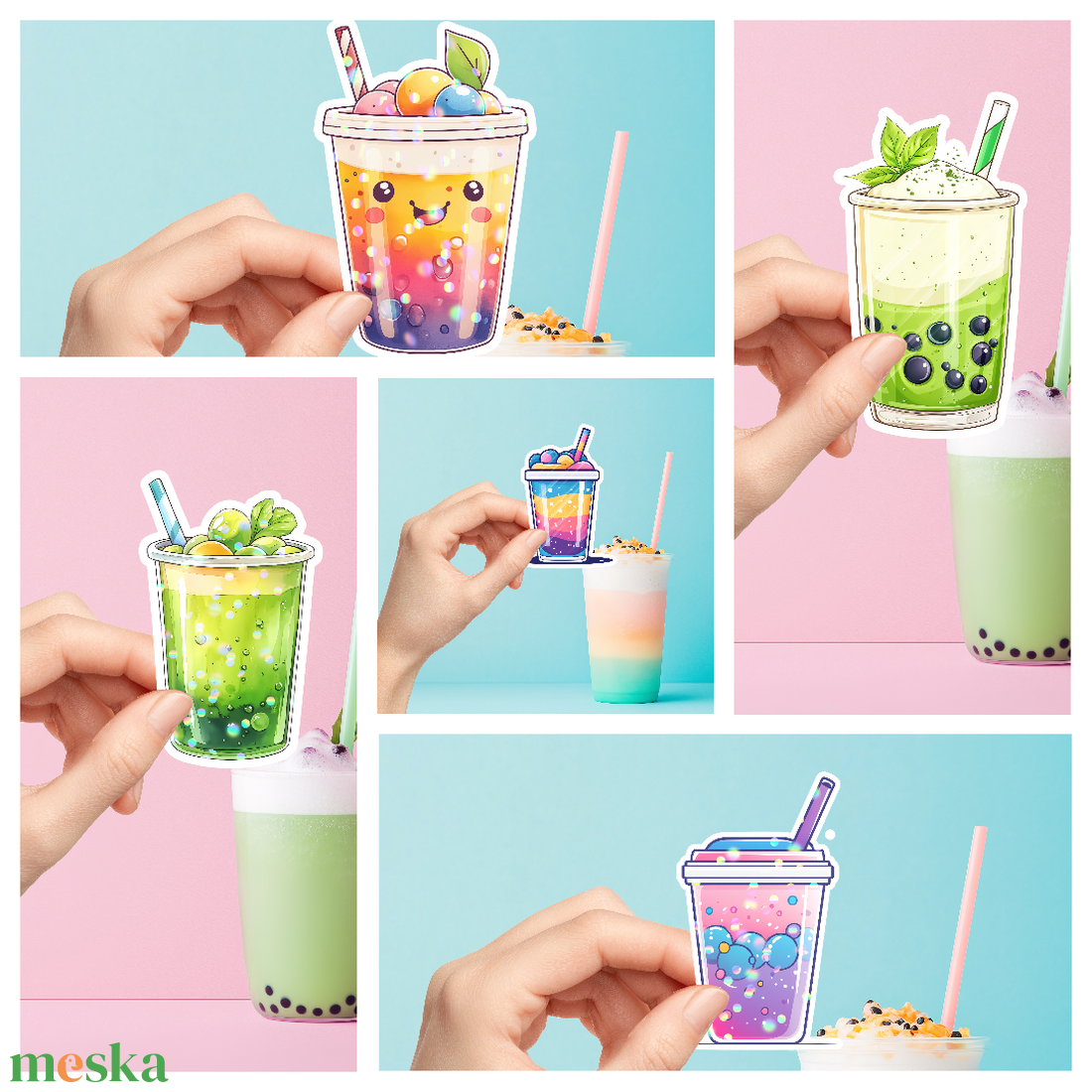 Bubble Tea Matricacsomag  Egyedi Vinyl Matricák Kültéri Használatra is - otthon & életmód - papír, írószer - matrica, matrica csomag - Meska.hu