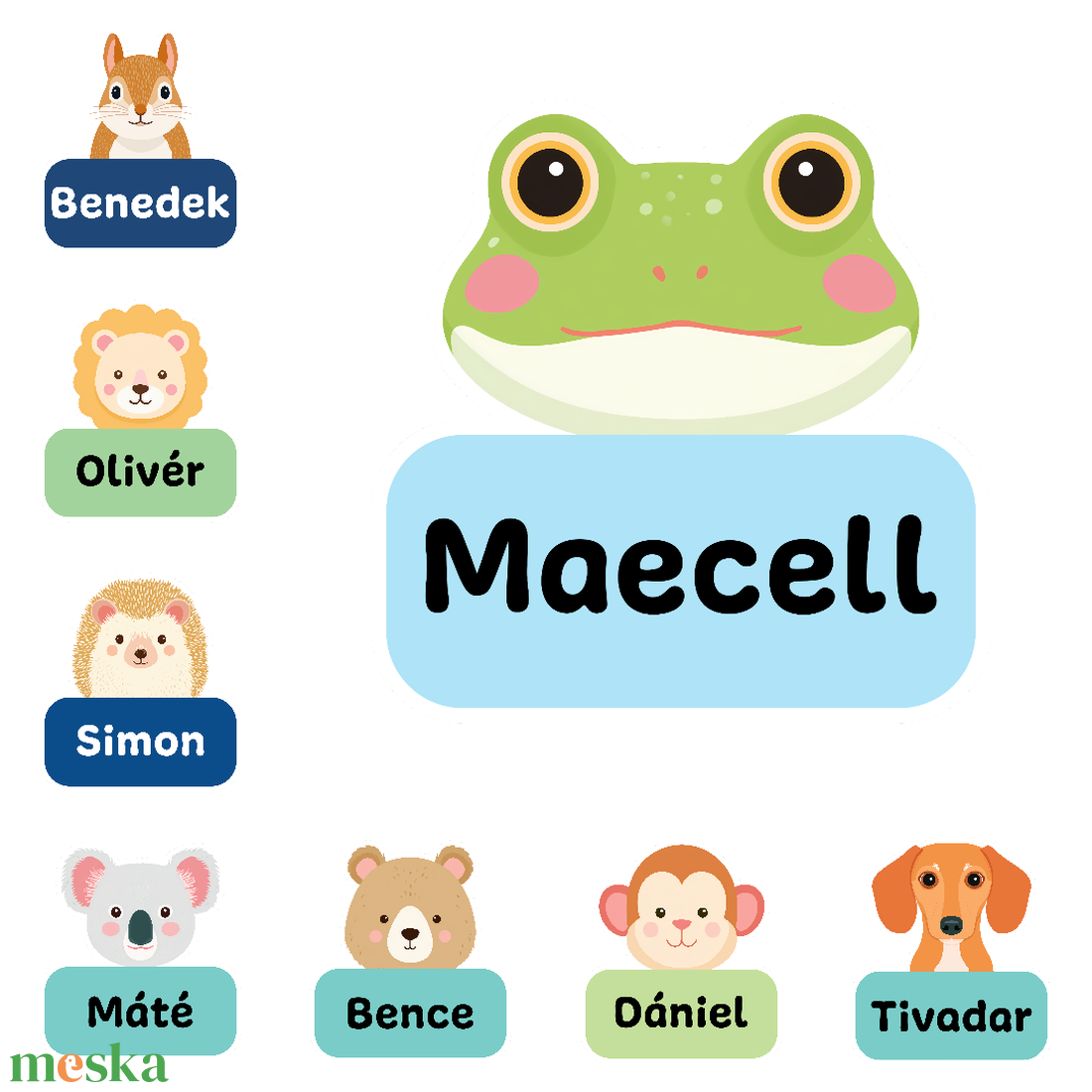 Egyedi névvel ellátott iskolai címke csomag  vízálló, mosogatógépálló, állatos matricák - otthon & életmód - papír, írószer - matrica, matrica csomag - Meska.hu