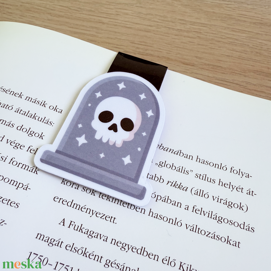 Halloween-i mágneses könyvjelző  kopony mintás sírkővel - könyv & zene - könyvjelző - Meska.hu