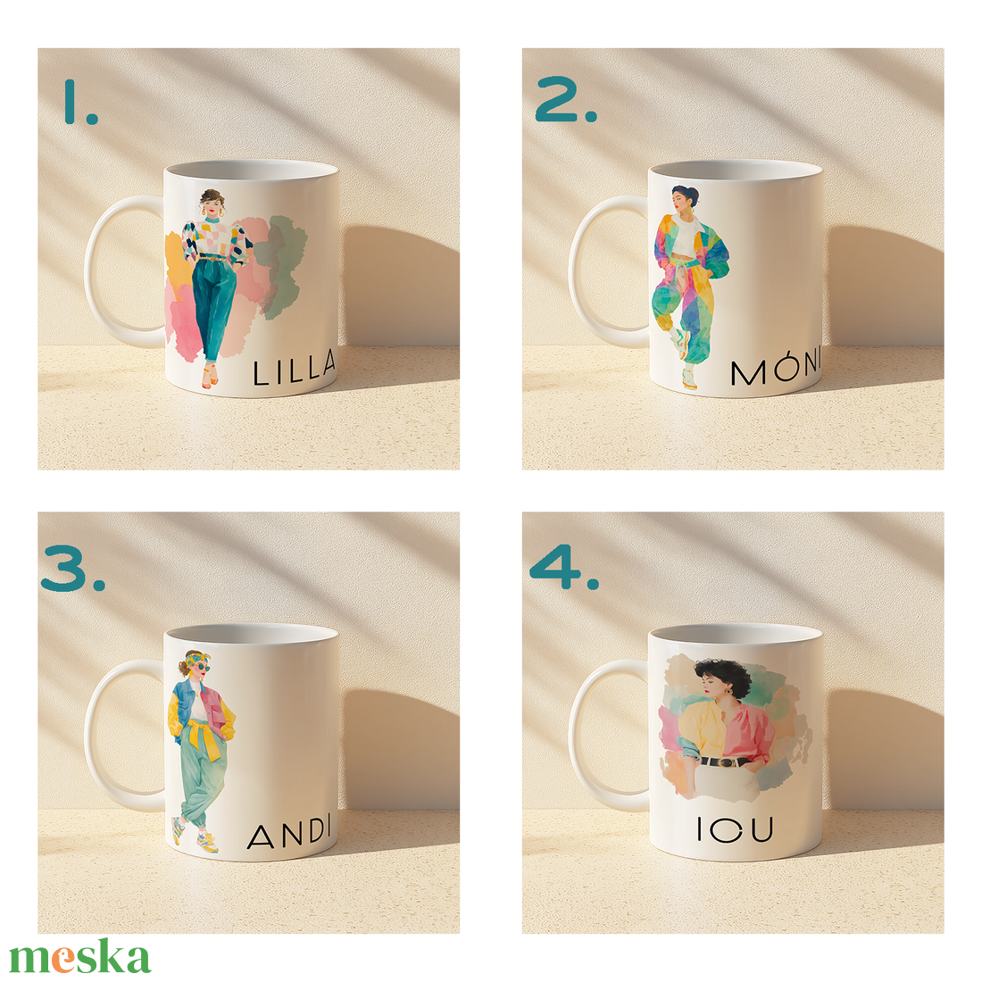 Névre szóló bögre retro divatkedvelő nőknek  80-as és 90-es évek stílusában, 3 dl - otthon & életmód - konyhafelszerelés, tálalás - tálalás - bögre & csésze - Meska.hu