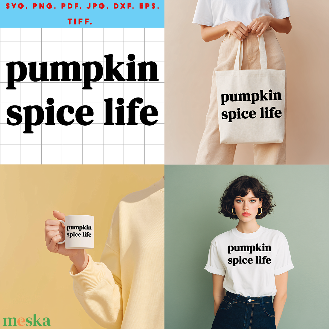 PUMPKIN SPICE LIFE  Őszi digitális design fájl ZIP ( SVG, PNG, PDF, JPG, DXF, EPS, TIFF ) Cricut, Silhouette, szublimác - művészet - grafika & illusztráció - digitális - Meska.hu
