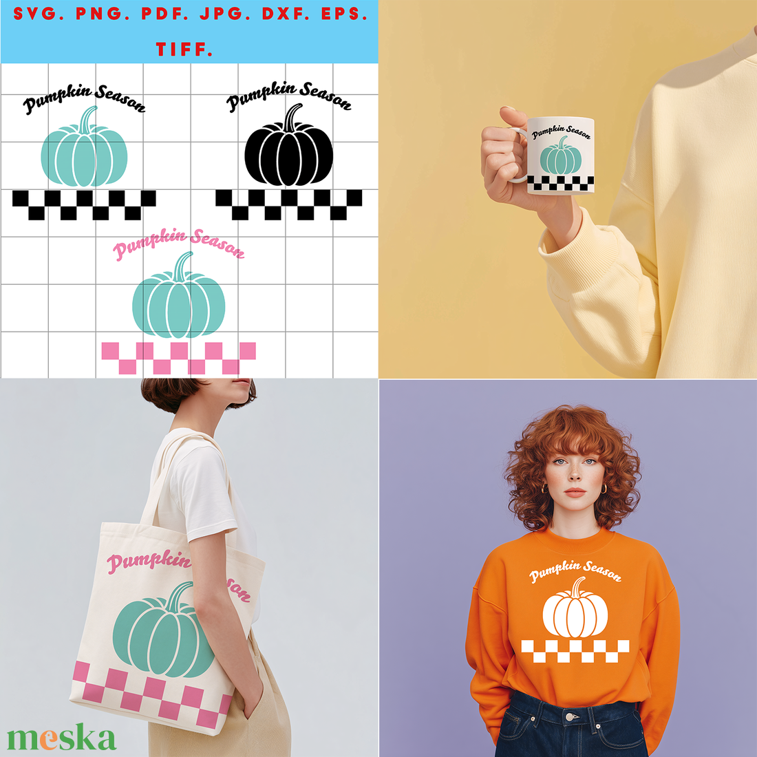 Pumpkin Season  őszi digitális design fájl ZIP ( SVG, PNG, PDF, JPG, DXF, EPS, TIFF ) fekete és színes változat ZIP - művészet - grafika & illusztráció - digitális - Meska.hu