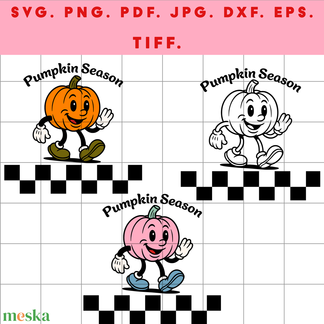 Őszi Pumpkin karakter  digitális design ZIP ( SVG, PNG, PDF, JPG, DXF, EPS, TIFF ) fekete és színes változatok - művészet - grafika & illusztráció - digitális - Meska.hu