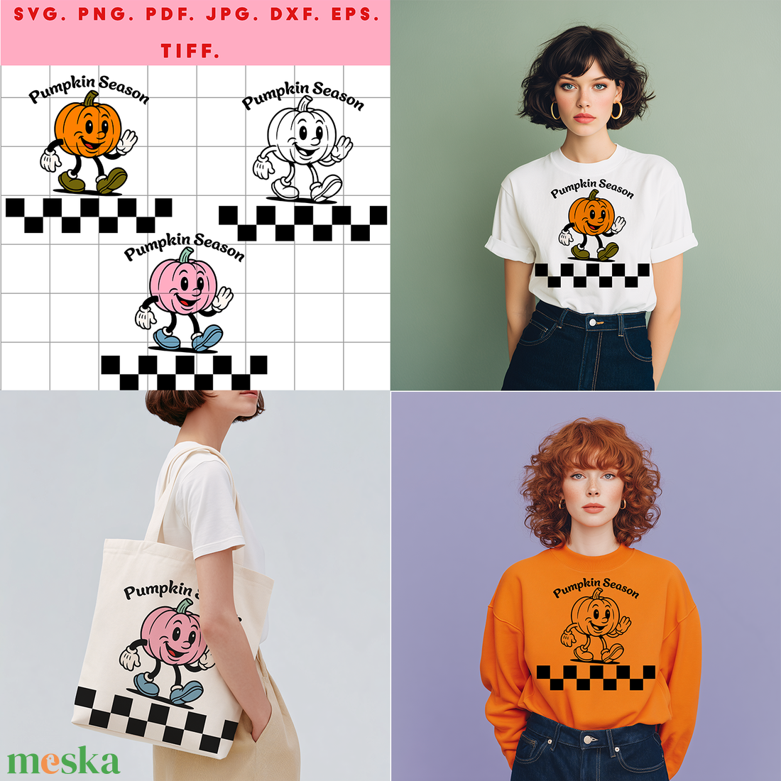 Őszi Pumpkin karakter  digitális design ZIP ( SVG, PNG, PDF, JPG, DXF, EPS, TIFF ) fekete és színes változatok - művészet - grafika & illusztráció - digitális - Meska.hu