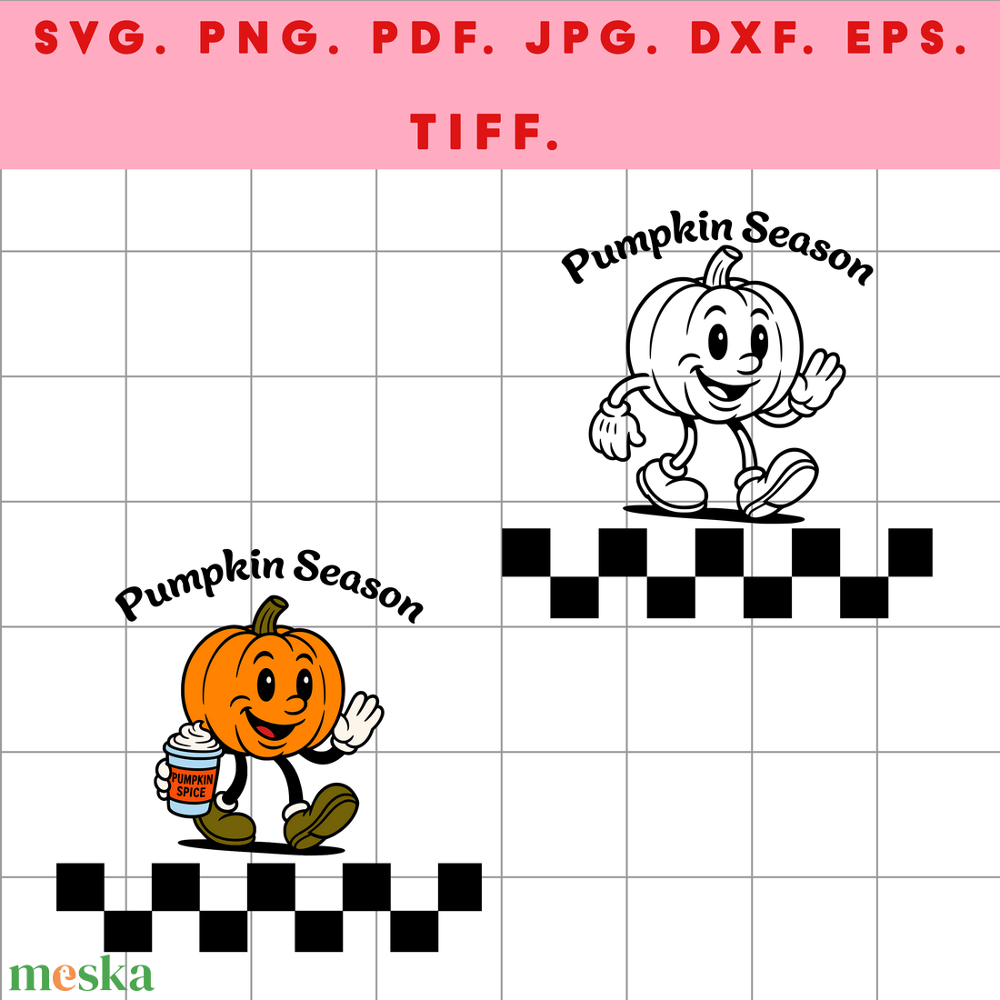 Őszi Pumpkin karakter  digitális design ZIP ( SVG, PNG, PDF, JPG, DXF, EPS, TIFF ) fekete és színes változatok - művészet - grafika & illusztráció - digitális - Meska.hu