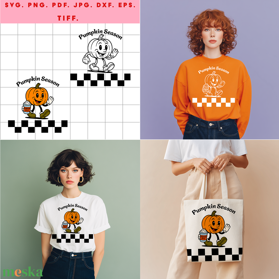 Őszi Pumpkin karakter  digitális design ZIP ( SVG, PNG, PDF, JPG, DXF, EPS, TIFF ) fekete és színes változatok - művészet - grafika & illusztráció - digitális - Meska.hu