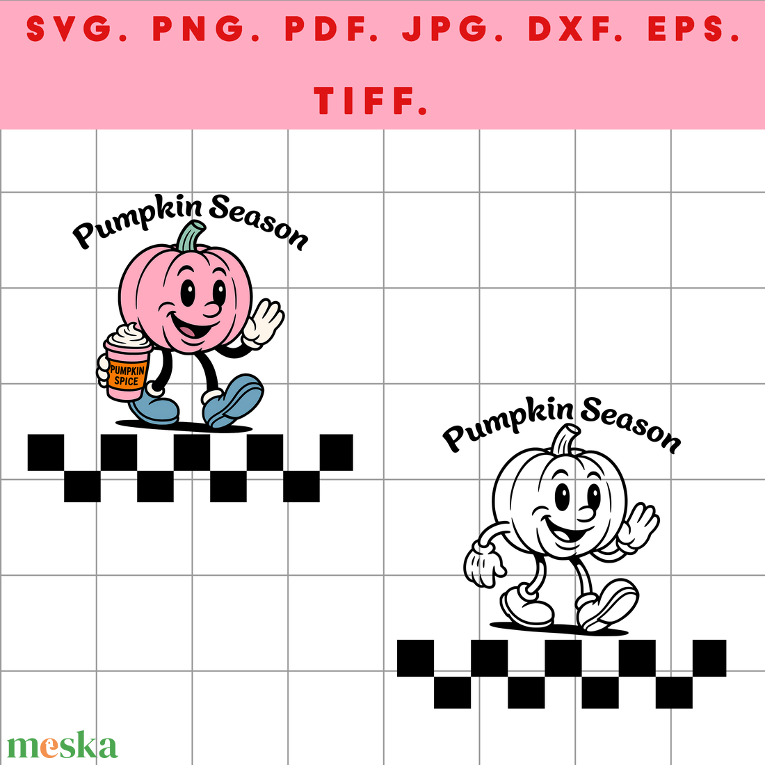 Őszi Pumpkin karakter  digitális design ZIP ( SVG, PNG, PDF, JPG, DXF, EPS, TIFF ) fekete és színes változatok - művészet - grafika & illusztráció - digitális - Meska.hu