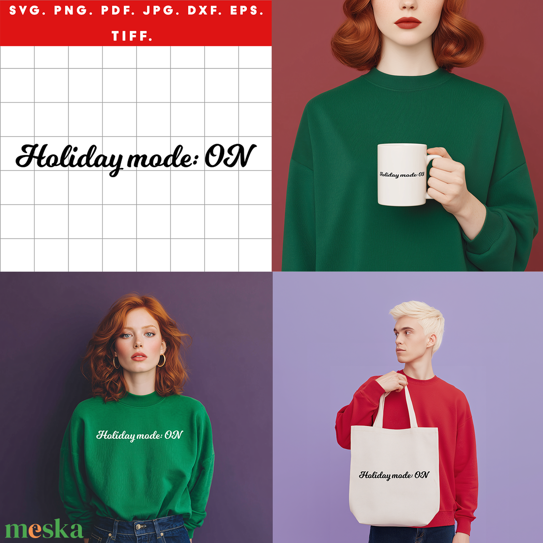 Holiday mode: ON  fekete retró karácsonyi digitális design ZIP / SVG, PNG, PDF, JPG, DXF, TIFF - művészet - grafika & illusztráció - digitális - Meska.hu
