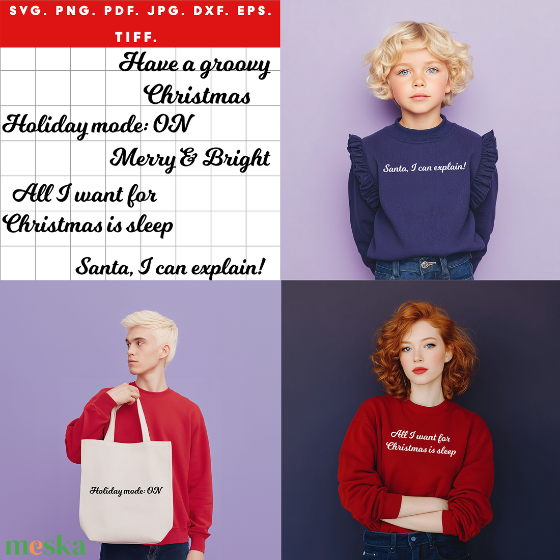 Karácsonyi felirat csomag 5 fekete design (Santa, Bright, Holiday Mode, Groovy, Sleep) + ajándék matricaív - művészet - grafika & illusztráció - digitális - Meska.hu Karácsonyi felirat csomag 5 fekete design (Santa, Bright, Holiday Mode, Groovy, Sleep) + ajándék matricaív - művészet - grafika & illusztráció - digitális - Meska.hu