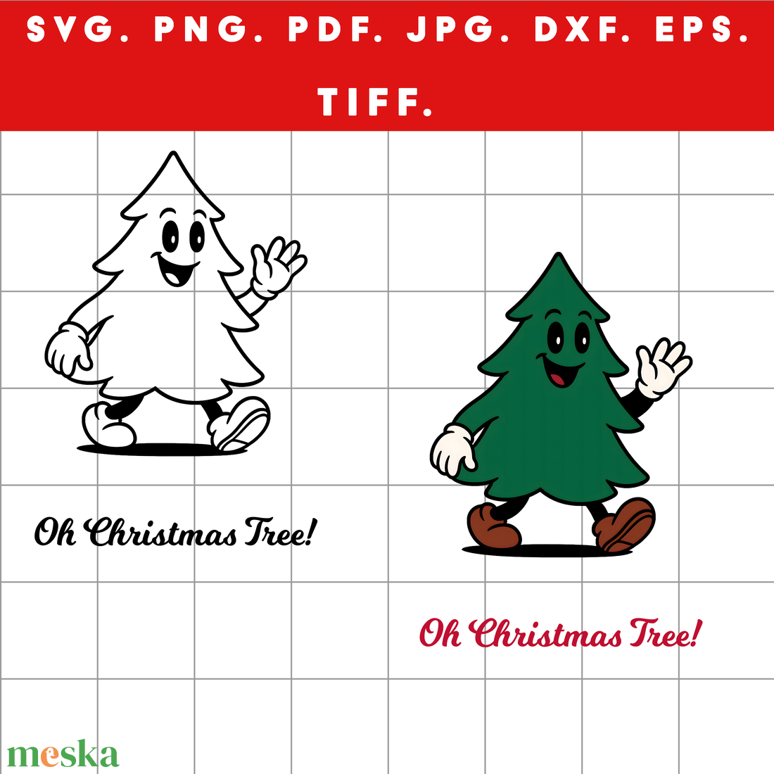 Oh Christmas Tree! retro fenyőfa design színes és fekete változatban ZIP / SVG, PNG, PDF, JPG, DXF, TIFF - művészet - grafika & illusztráció - digitális - Meska.hu Oh Christmas Tree! retro fenyőfa design színes és fekete változatban ZIP / SVG, PNG, PDF, JPG, DXF, TIFF - művészet - grafika & illusztráció - digitális - Meska.hu