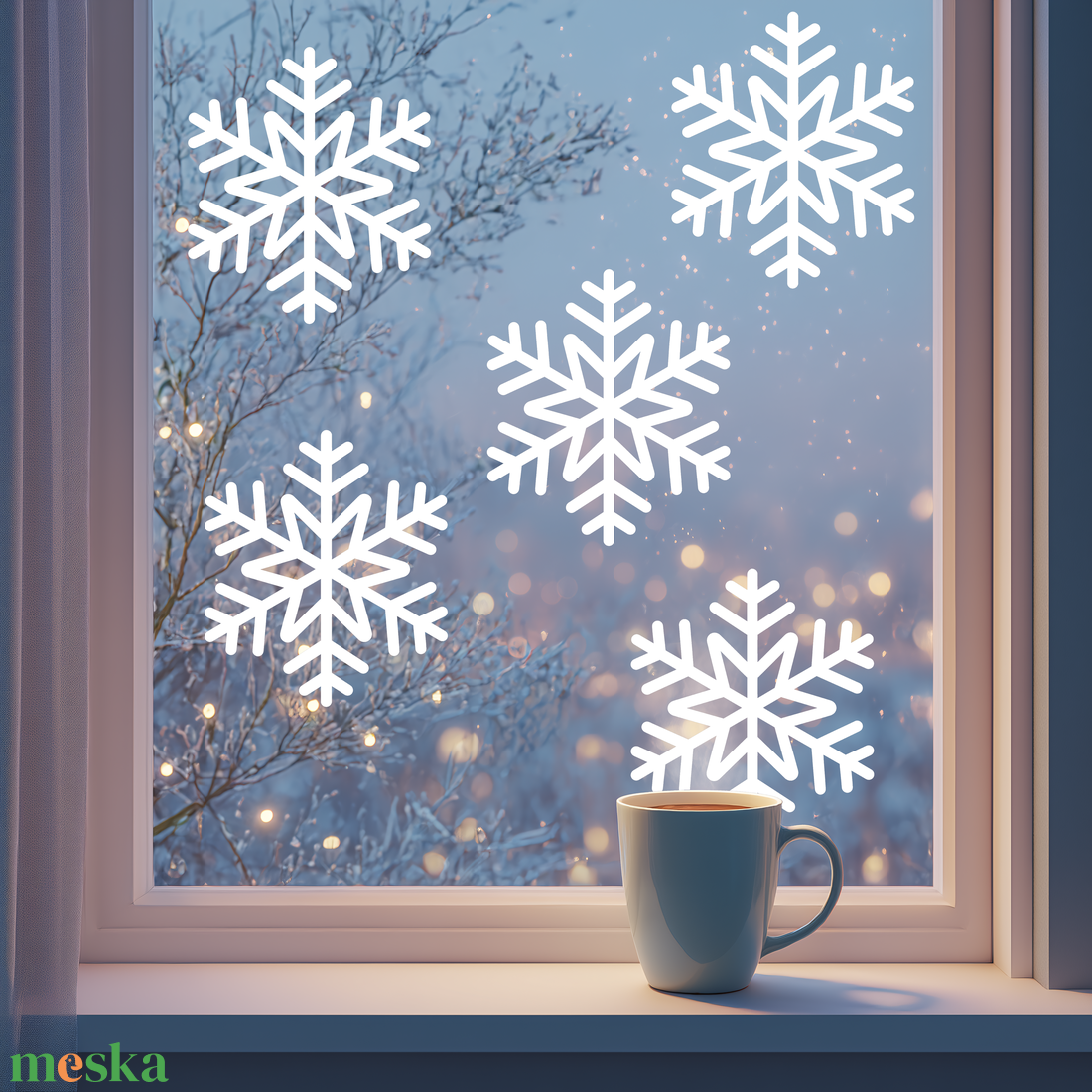 Fehér hópehely ablakmatrica csomag  fehér öntapadós fóliából, többféle méretben - karácsony - karácsonyi lakásdekoráció - karácsonyi ablakdíszek, ablakmatricák - Meska.hu