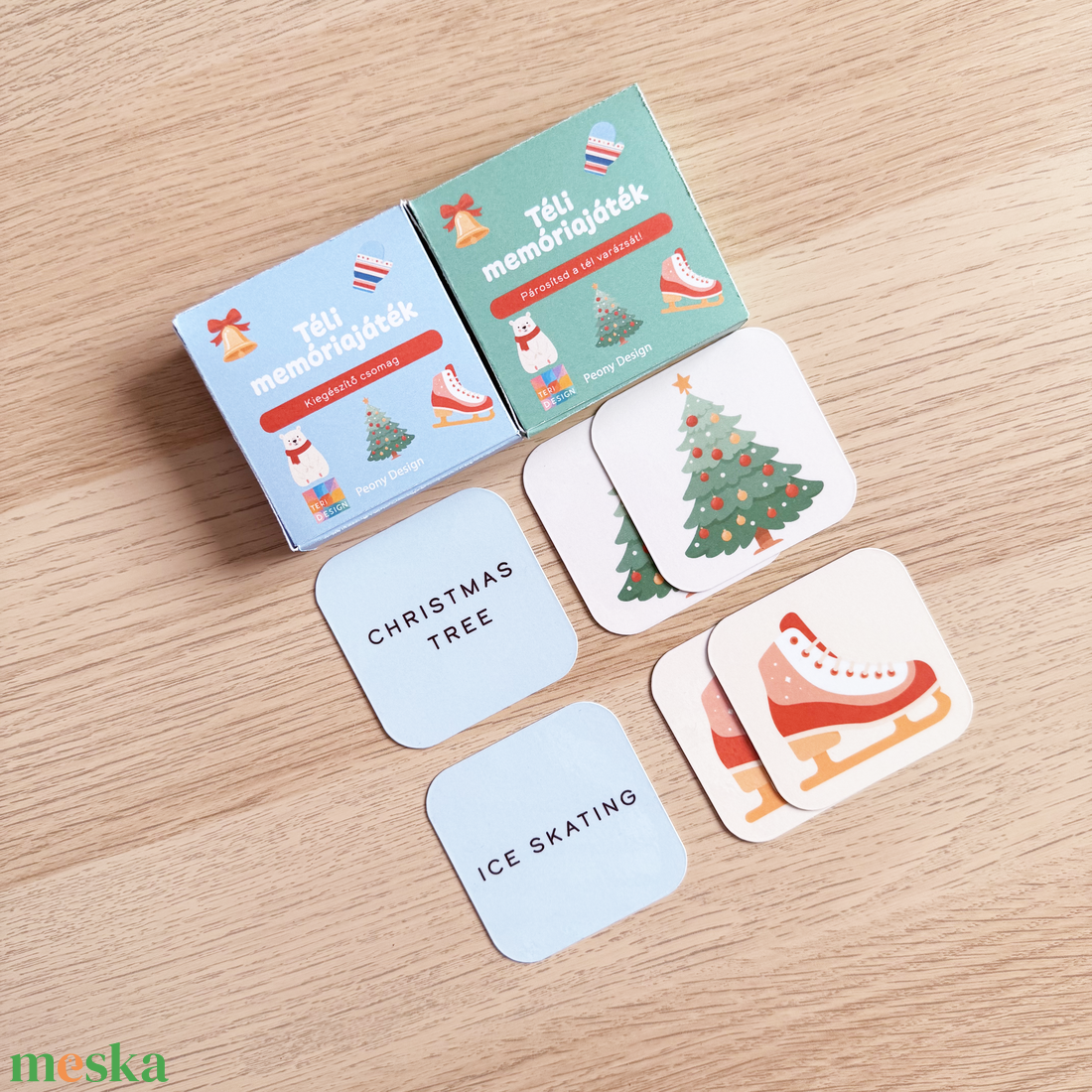 Téli tematikájú memóriakártya csomag  18 pár - játék & sport - készségfejlesztő és logikai játék - memória játékok - Meska.hu