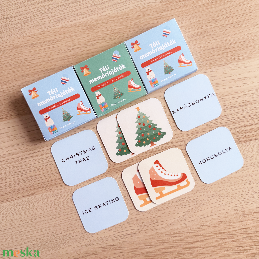Téli tematikájú memóriakártya csomag  18 pár - játék & sport - készségfejlesztő és logikai játék - memória játékok - Meska.hu