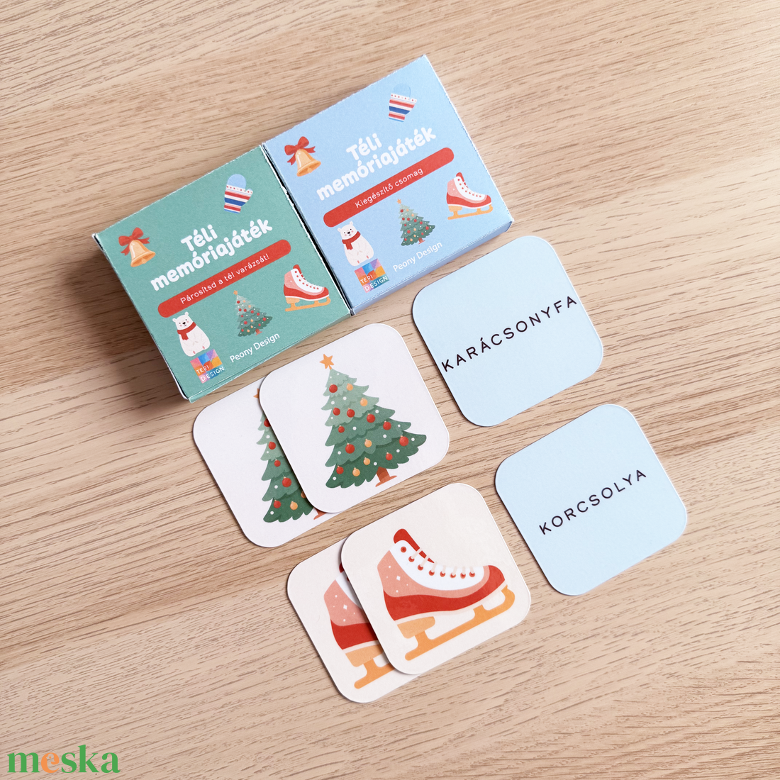 Téli tematikájú memóriakártya csomag  18 pár - játék & sport - készségfejlesztő és logikai játék - memória játékok - Meska.hu