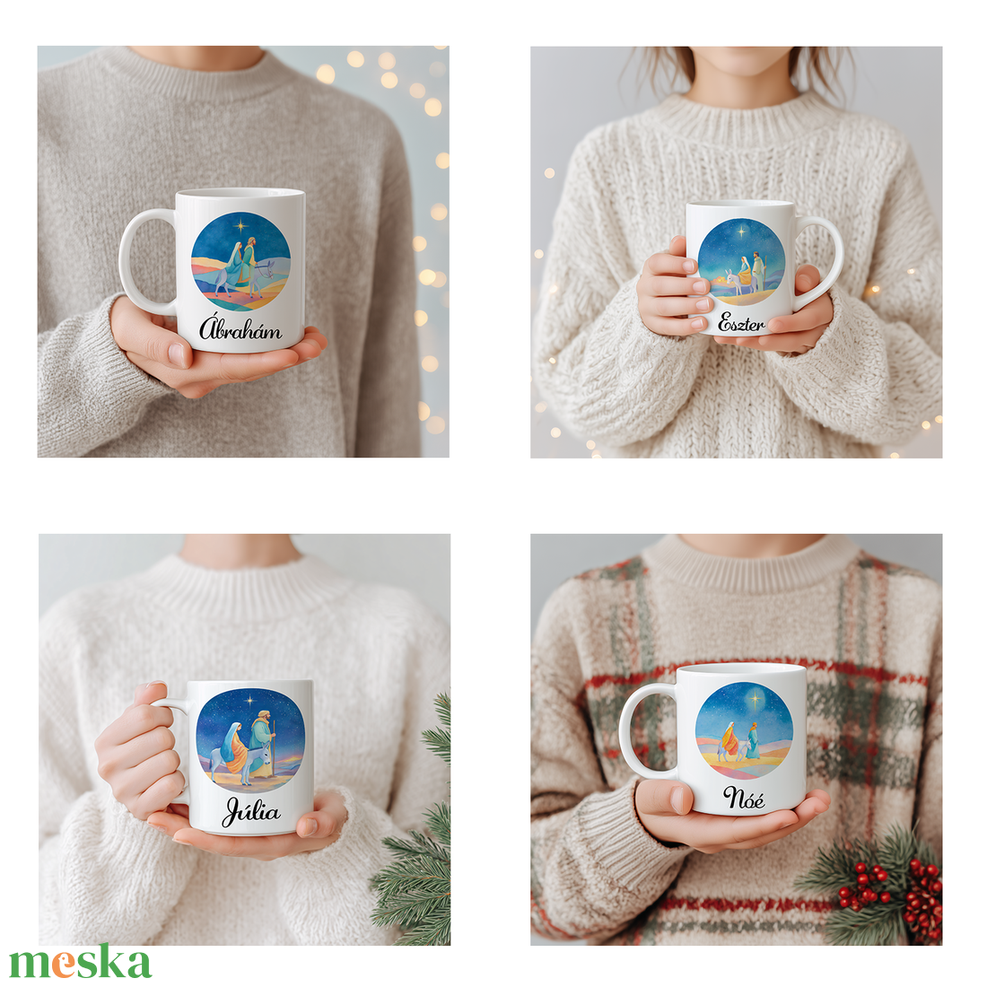 Névre szóló József és Mária bögre  4 minta közül választható - otthon & életmód - konyhafelszerelés, tálalás - tálalás - bögre & csésze - Meska.hu