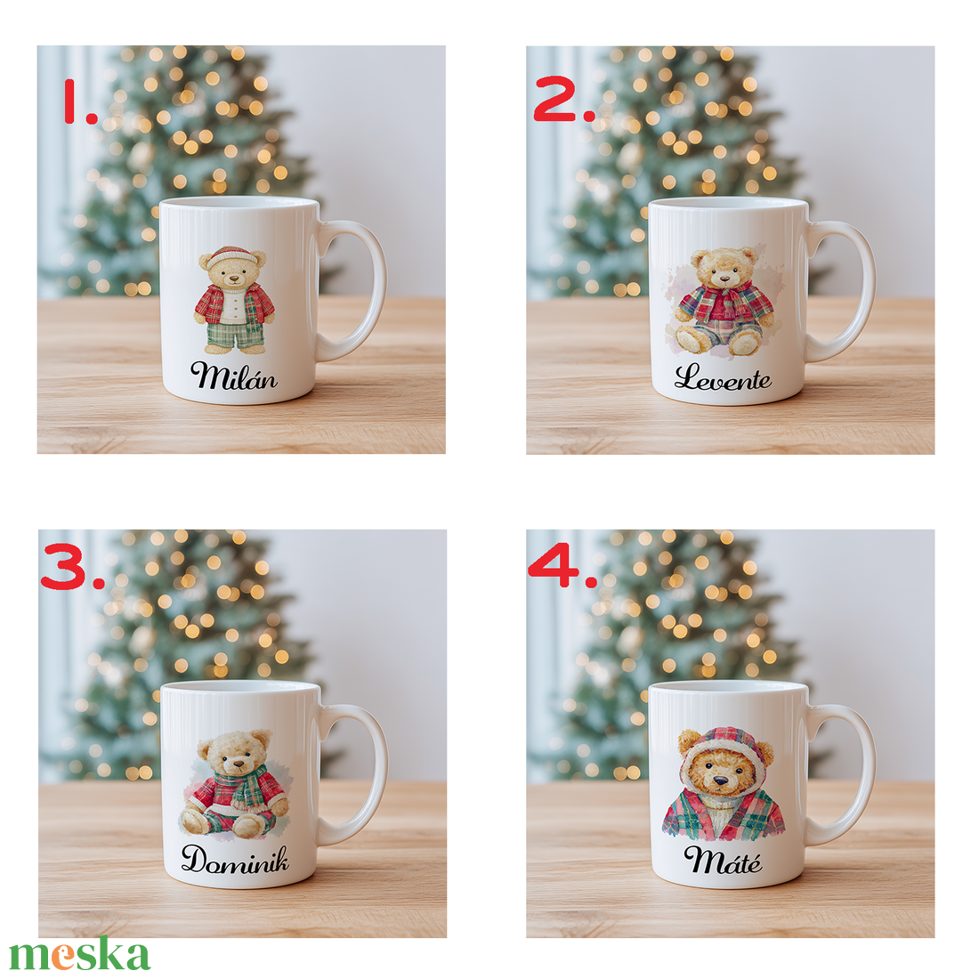 Névre szóló Fiú Teddy maci bögre  4 minta közül választható - otthon & életmód - konyhafelszerelés, tálalás - tálalás - bögre & csésze - Meska.hu